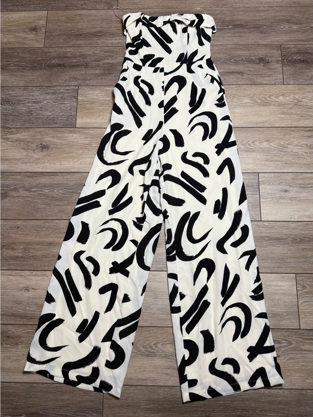 Thirty Thirty LA Abstract Brushstroke Strapless Wide Leg Jumpsuit XS